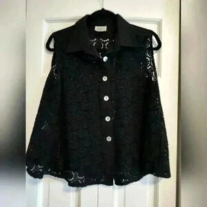 Promod baby doll swing button down | skeeveless | collar | black | size medium